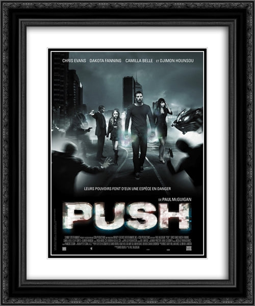 Push 20x24 Black Ornate Wood Framed Movie Poster with Double Matting
