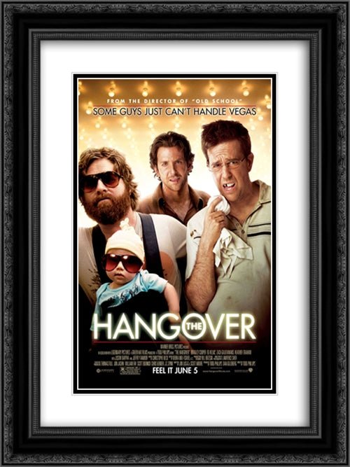 The Hangover 18x24 Black Ornate Wood Framed Movie Poster with Double Matting