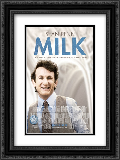 Milk 18x24 Black Ornate Wood Framed Movie Poster with Double Matting