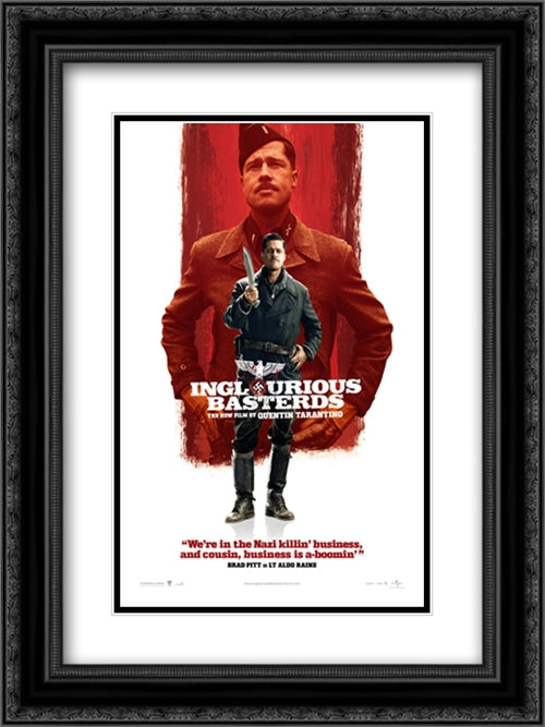 Inglourious Basterds 18x24 Black Ornate Wood Framed Movie Poster with Double Matting