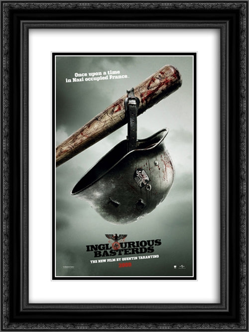 Inglourious Basterds 18x24 Black Ornate Wood Framed Movie Poster with Double Matting