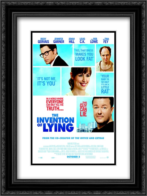 The Invention of Lying 18x24 Black Ornate Wood Framed Movie Poster with Double Matting