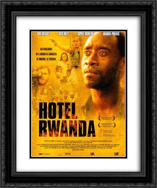 Hotel Rwanda 20x24 Black Ornate Wood Framed Movie Poster with Double Matting