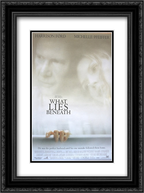 What Lies Beneath 18x24 Black Ornate Wood Framed Movie Poster with Double Matting
