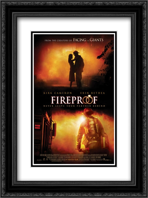 Fireproof 18x24 Black Ornate Wood Framed Movie Poster with Double Matting