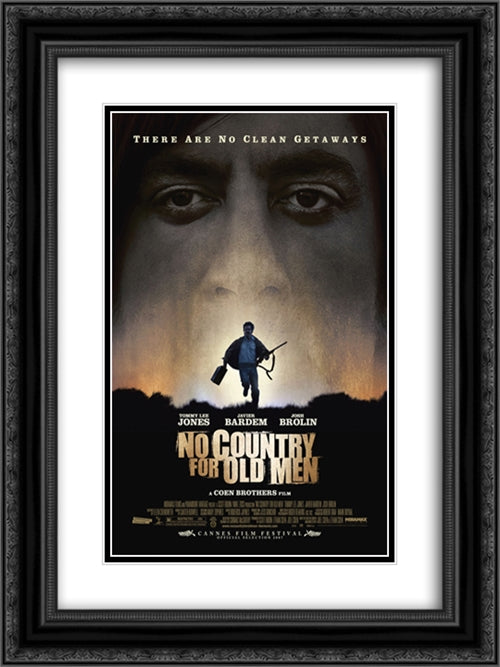 No Country for Old Men 18x24 Black Ornate Wood Framed Movie Poster with Double Matting