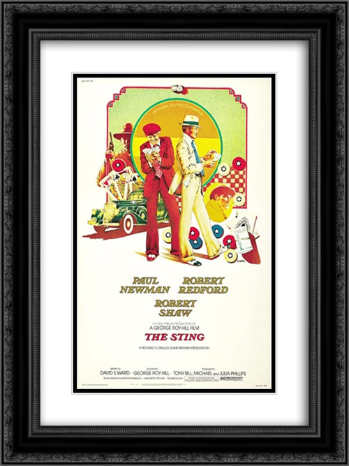 The Sting 18x24 Black Ornate Wood Framed Movie Poster with Double Matting