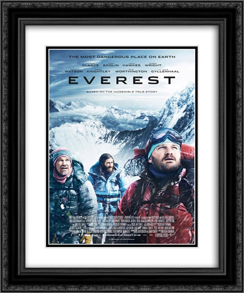 Everest 20x24 Black Ornate Wood Framed Movie Poster with Double Matting