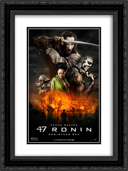 47 Ronin 18x24 Black Ornate Wood Framed Movie Poster with Double Matting
