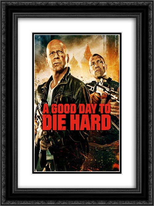 A Good Day to Die Hard 18x24 Black Ornate Wood Framed Movie Poster with Double Matting