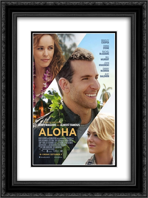 Aloha 18x24 Black Ornate Wood Framed Movie Poster with Double Matting