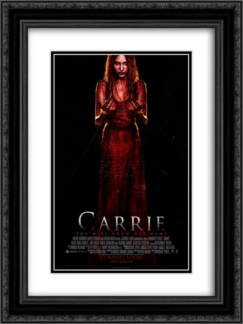 Carrie 18x24 Black Ornate Wood Framed Movie Poster with Double Matting