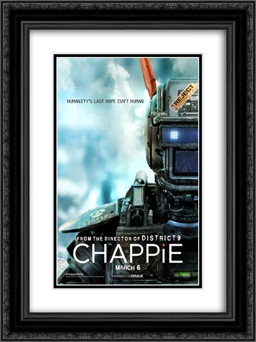 Chappie 18x24 Black Ornate Wood Framed Movie Poster with Double Matting