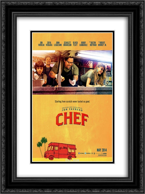Chef 18x24 Black Ornate Wood Framed Movie Poster with Double Matting