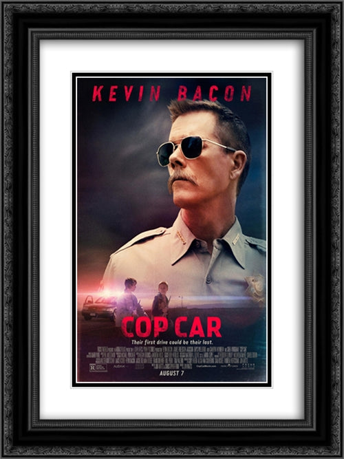 Cop Car 18x24 Black Ornate Wood Framed Movie Poster with Double Matting