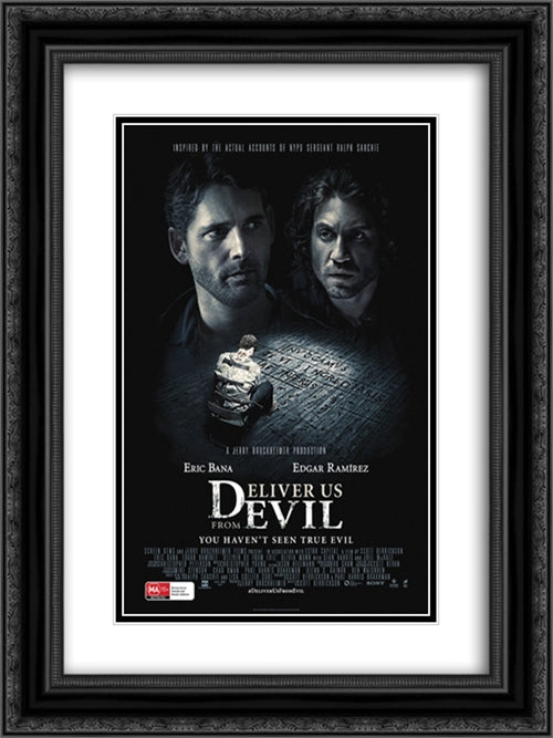 Deliver Us From Evil 18x24 Black Ornate Wood Framed Movie Poster with Double Matting