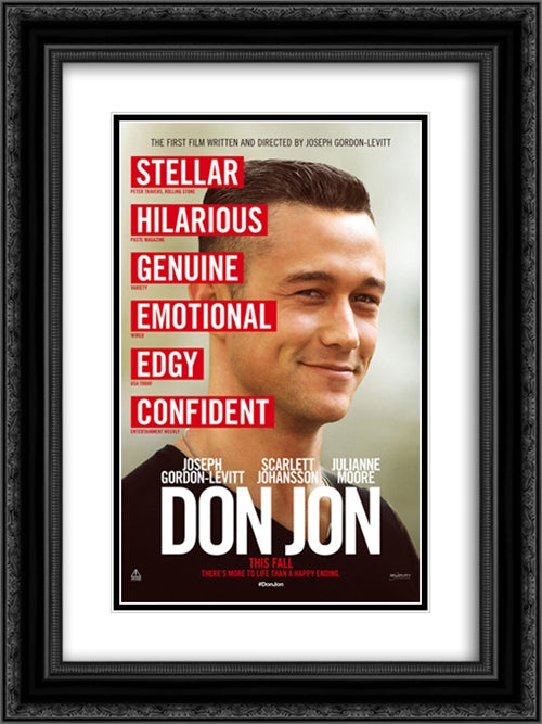 Don Jon 18x24 Black Ornate Wood Framed Movie Poster with Double Matting