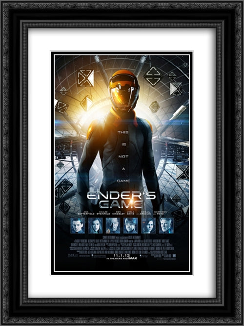 Ender's Game 18x24 Black Ornate Wood Framed Movie Poster with Double Matting