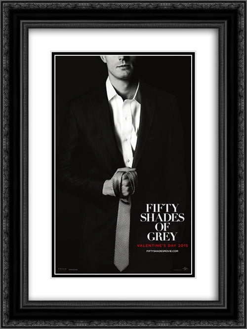 Fifty Shades of Grey 18x24 Black Ornate Wood Framed Movie Poster with Double Matting