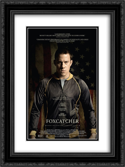 Foxcatcher 18x24 Black Ornate Wood Framed Movie Poster with Double Matting