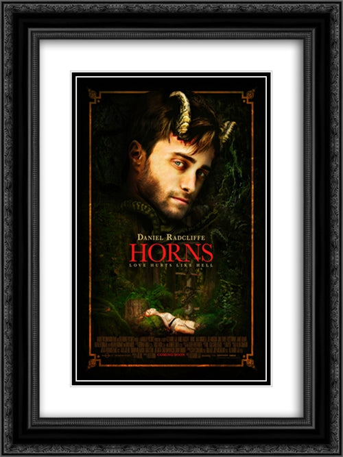 Horns 18x24 Black Ornate Wood Framed Movie Poster with Double Matting