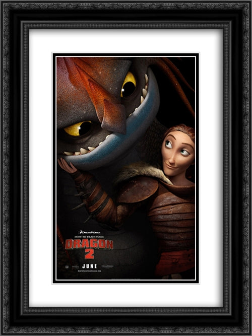 How to Train Your Dragon 2 18x24 Black Ornate Wood Framed Movie Poster with Double Matting
