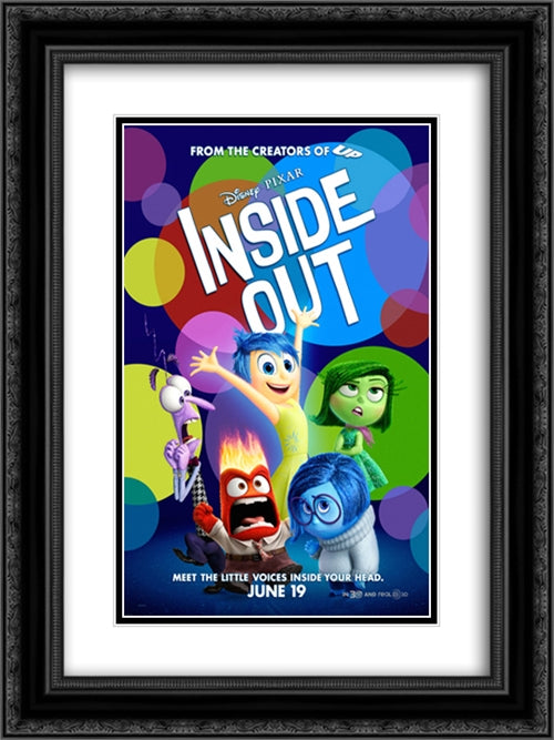 Inside Out 18x24 Black Ornate Wood Framed Movie Poster with Double Matting