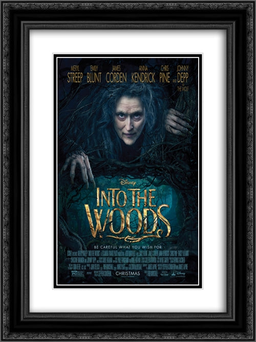 Into The Woods 18x24 Black Ornate Wood Framed Movie Poster with Double Matting