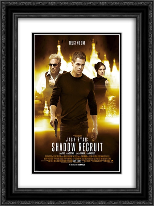 Jack Ryan Shadow Recruit 18x24 Black Ornate Wood Framed Movie Poster with Double Matting