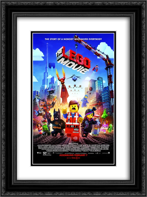The Lego Movie 18x24 Black Ornate Wood Framed Movie Poster with Double Matting