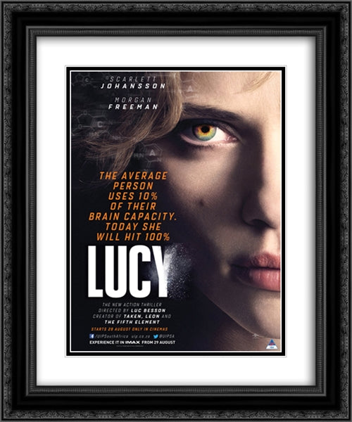 Lucy 20x24 Black Ornate Wood Framed Movie Poster with Double Matting