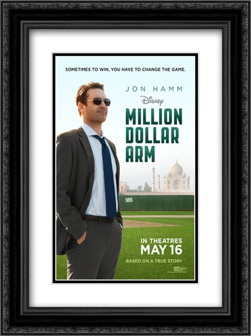 Million Dollar Arm 18x24 Black Ornate Wood Framed Movie Poster with Double Matting
