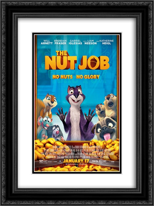 The Nut Job 18x24 Black Ornate Wood Framed Movie Poster with Double Matting