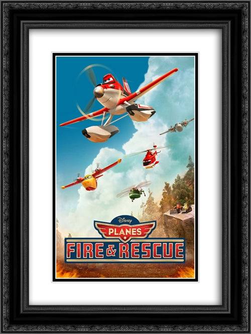 Planes Fire & Rescue 18x24 Black Ornate Wood Framed Movie Poster with Double Matting