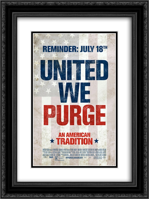 The Purge: Anarcy 18x24 Black Ornate Wood Framed Movie Poster with Double Matting