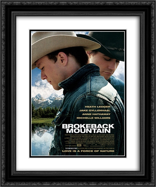 Brokeback Mountain 20x24 Black Ornate Wood Framed Movie Poster with Double Matting