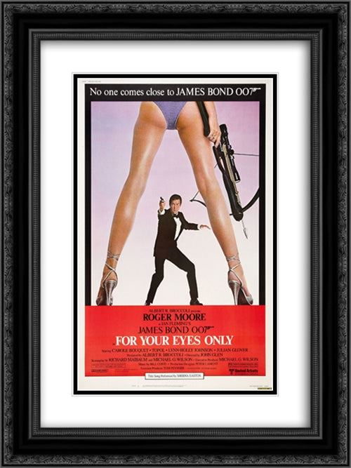 James Bond 007 For Your Eyes Only 18x24 Black Ornate Wood Framed Movie Poster with Double Matting