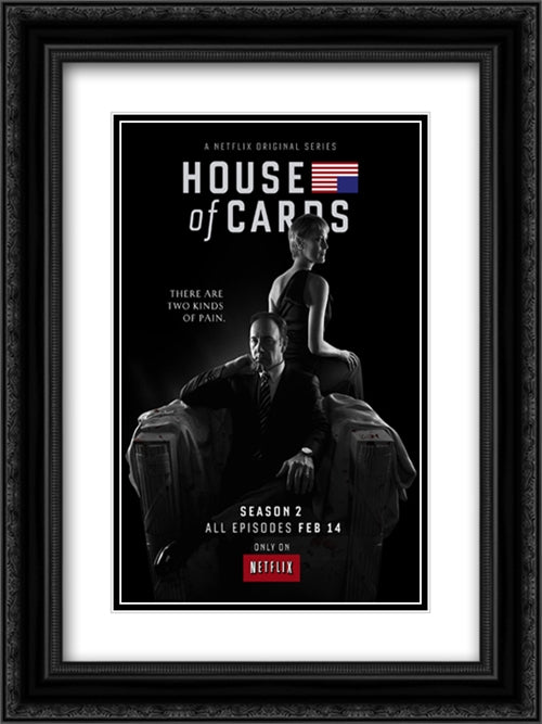 House of Cards 18x24 Black Ornate Wood Framed Movie Poster with Double Matting