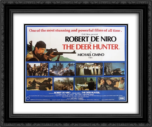 The Deer Hunter 24x20 Black Ornate Wood Framed Movie Poster with Double Matting