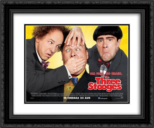 The Three Stooges 24x20 Black Ornate Wood Framed Movie Poster with Double Matting