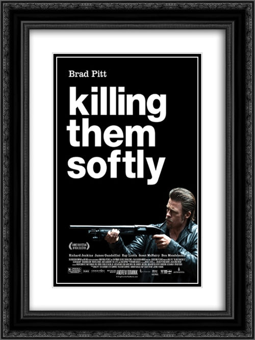 Killing Them Softly 18x24 Black Ornate Wood Framed Movie Poster with Double Matting