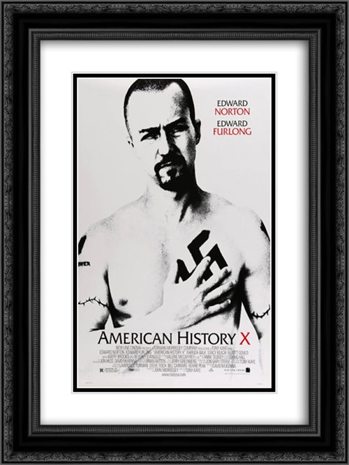 American History X 18x24 Black Ornate Wood Framed Movie Poster with Double Matting