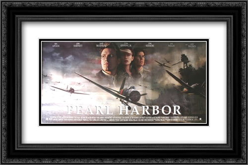 Pearl Harbor 24x16 Black Ornate Wood Framed Movie Poster with Double Matting