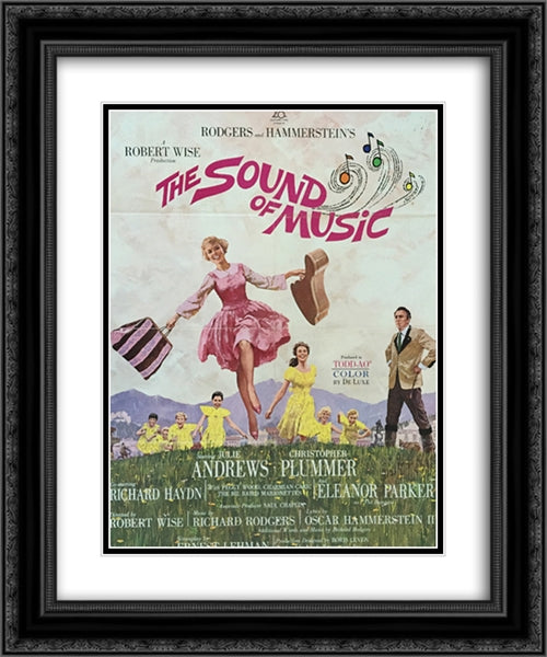 The Sound of Music 20x24 Black Ornate Wood Framed Movie Poster with Double Matting