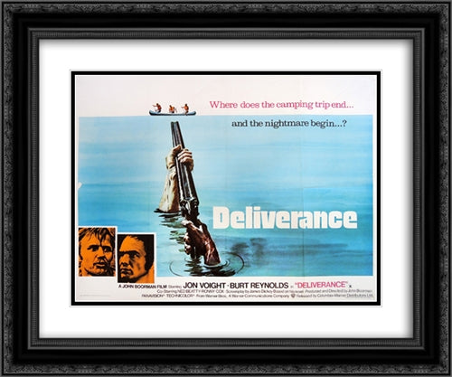 Deliverance 24x20 Black Ornate Wood Framed Movie Poster with Double Matting