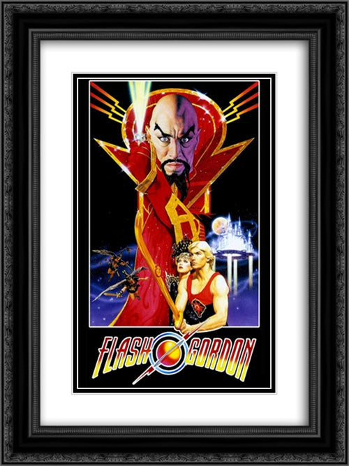 Flash Gordon 18x24 Black Ornate Wood Framed Movie Poster with Double Matting