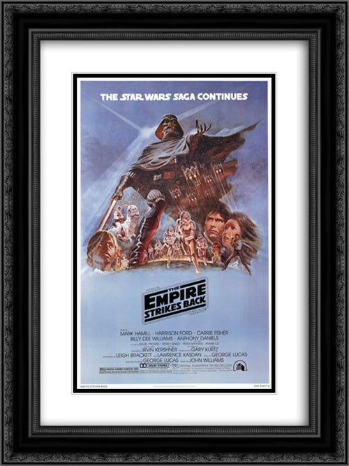 The Empire Strikes Back 18x24 Black Ornate Wood Framed Movie Poster with Double Matting