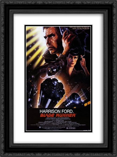 Blade Runner 18x24 Black Ornate Wood Framed Movie Poster with Double Matting