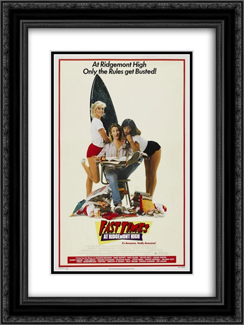 Fast Times at Ridgemont High 18x24 Black Ornate Wood Framed Movie Poster with Double Matting