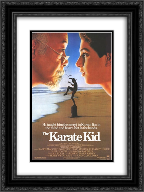 The Karate Kid 18x24 Black Ornate Wood Framed Movie Poster with Double Matting